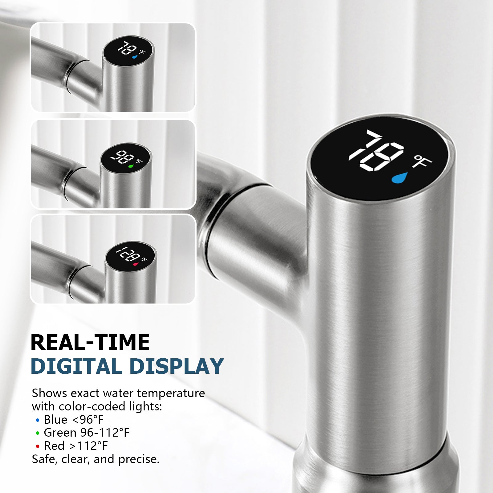 KHTAPA Single-Hole Rotatable Faucet with Temperature Display-BF2204