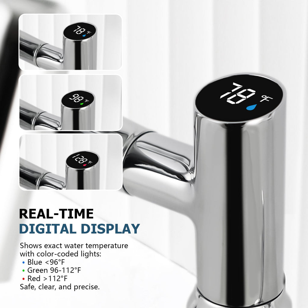 KHTAPA Single-Hole Rotatable Faucet with Temperature Display-BF2204