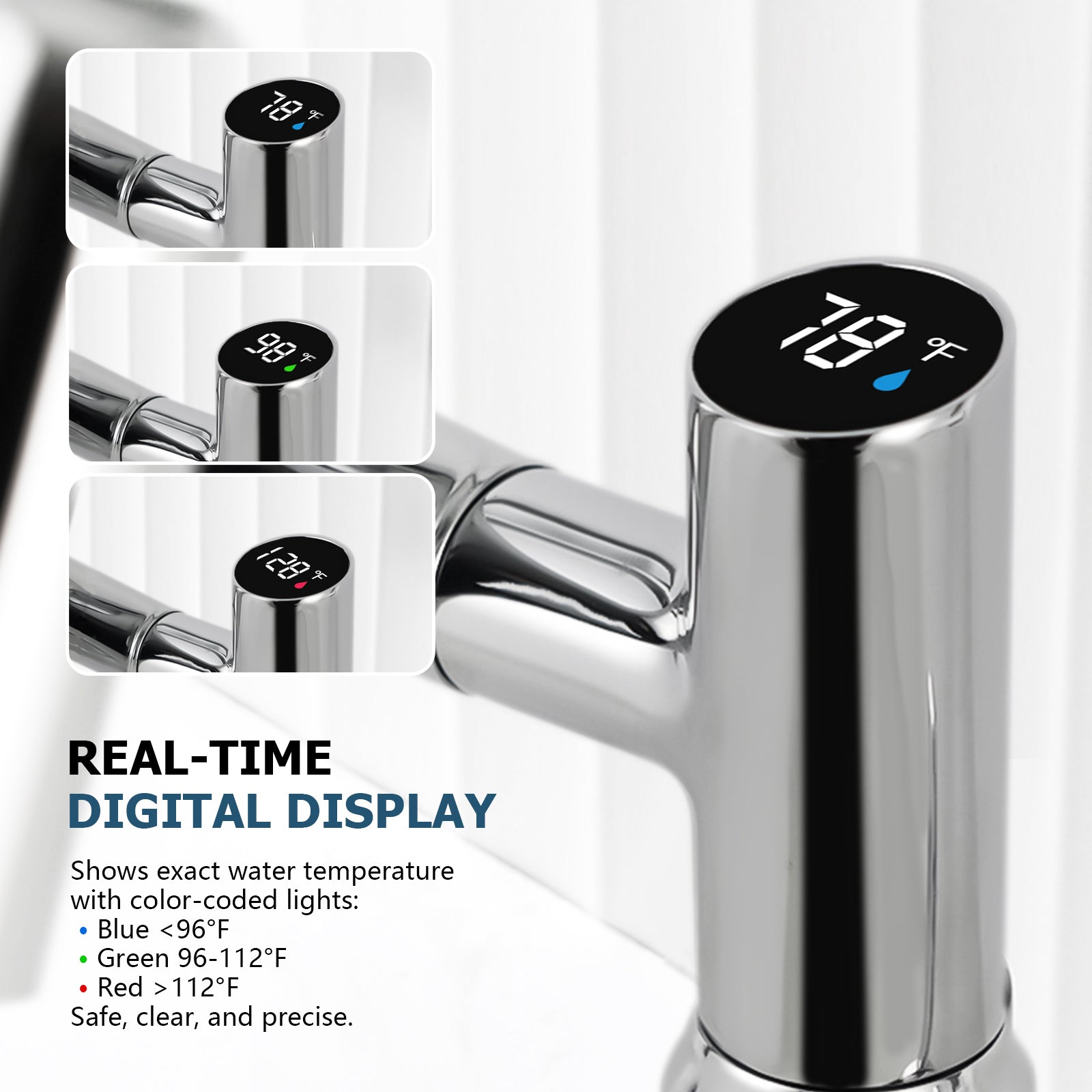 KHTAPA Single-Hole Rotatable Faucet with Temperature Display-BF2204