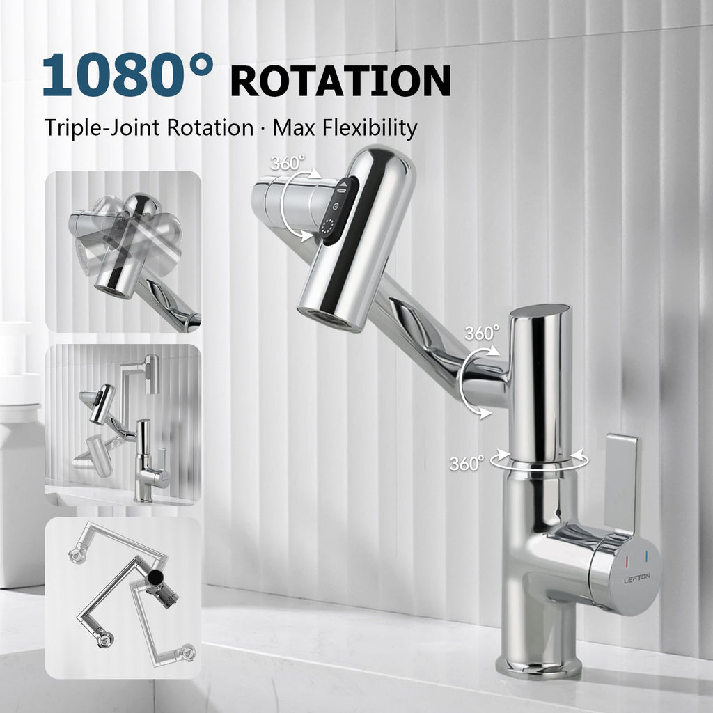 KHTAPA Single-Hole Rotatable Faucet with Temperature Display-BF2204