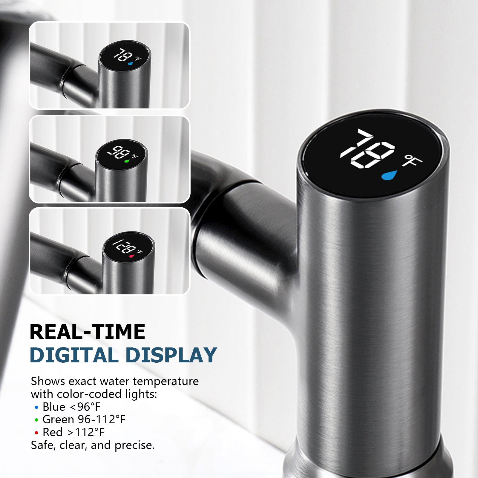 KHTAPA Single-Hole Rotatable Faucet with Temperature Display-BF2204