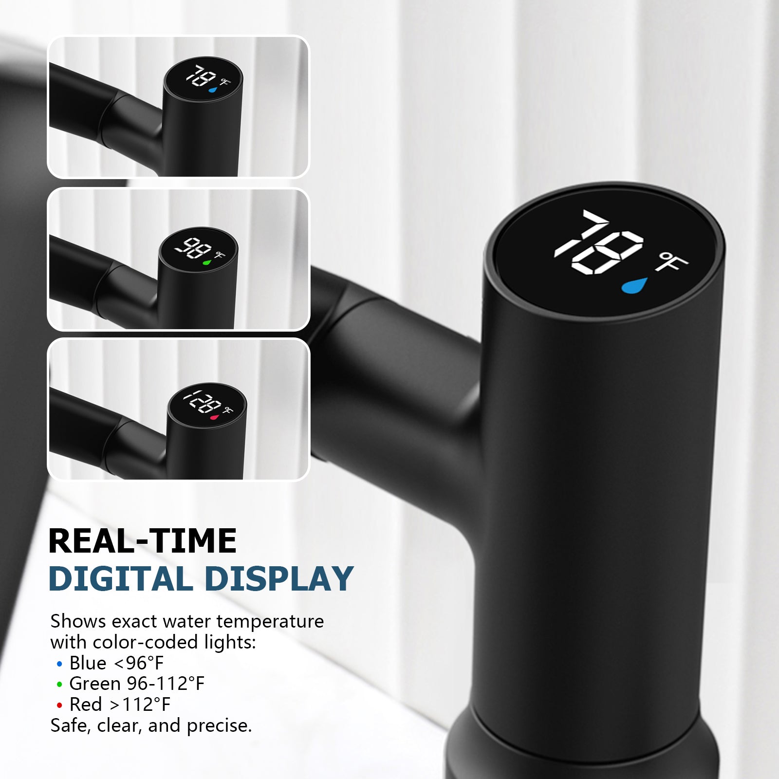 KHTAPA Single-Hole Rotatable Faucet with Temperature Display-BF2204