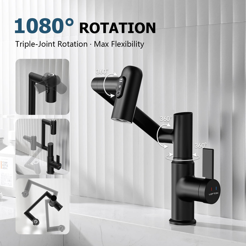 KHTAPA Single-Hole Rotatable Faucet with Temperature Display-BF2204