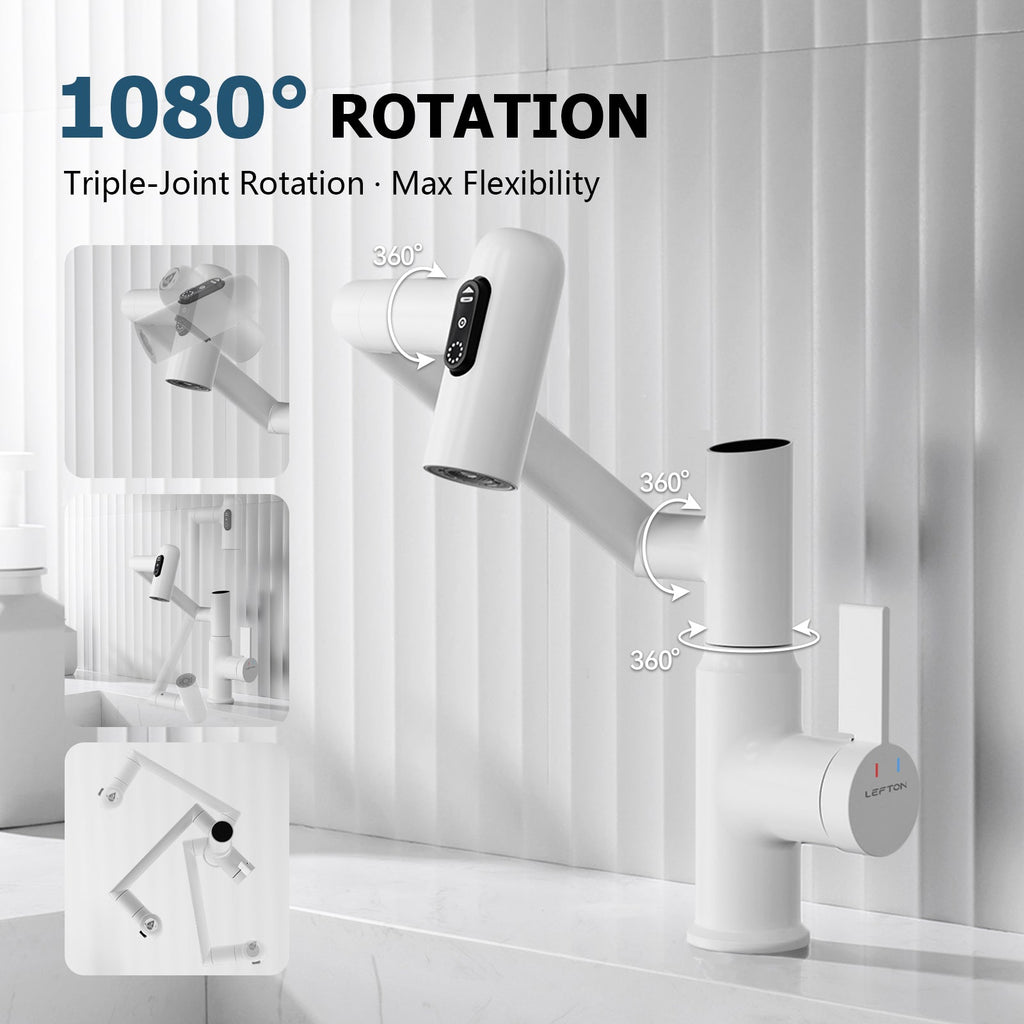 KHTAPA Single-Hole Rotatable Faucet with Temperature Display-BF2204