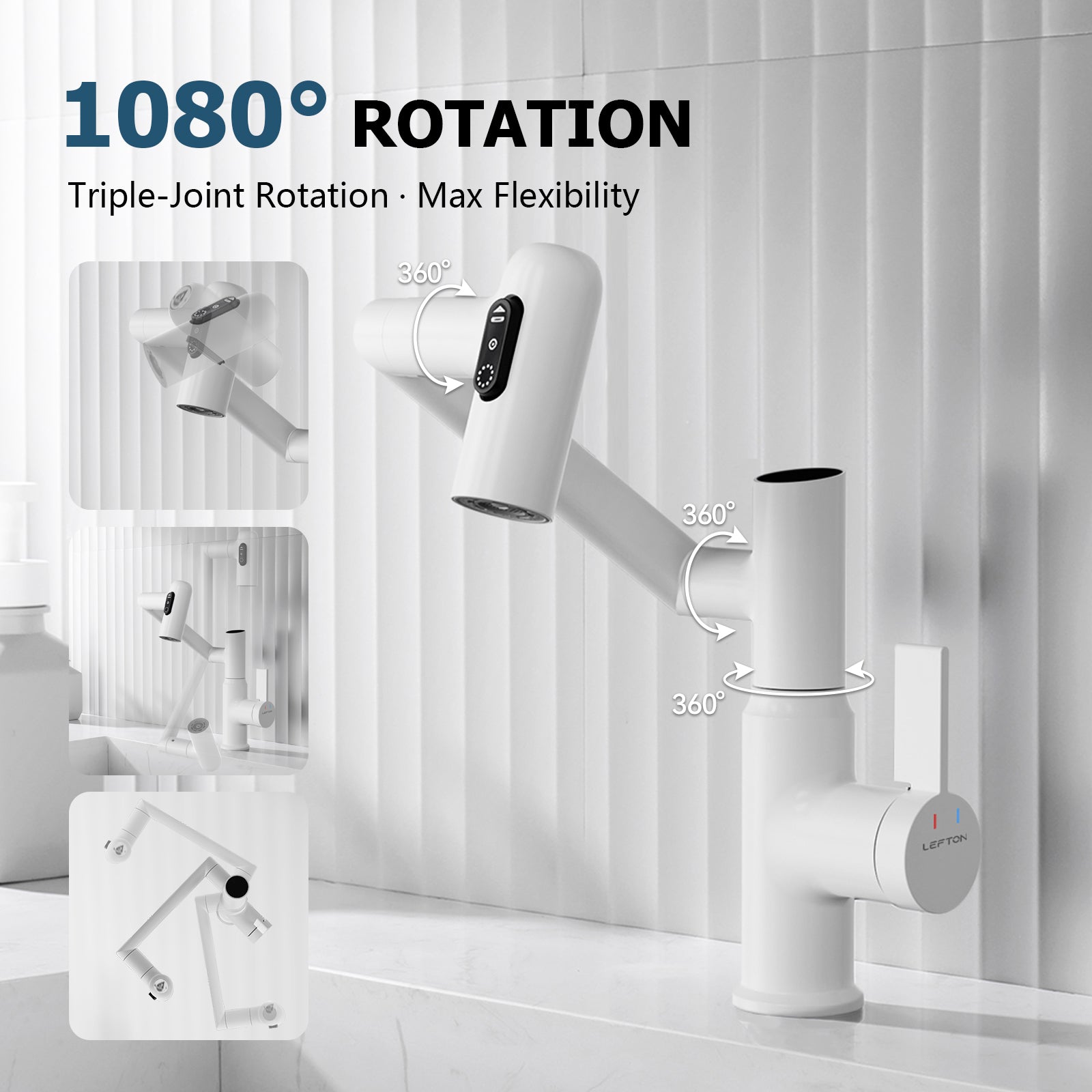 KHTAPA Single-Hole Rotatable Faucet with Temperature Display-BF2204