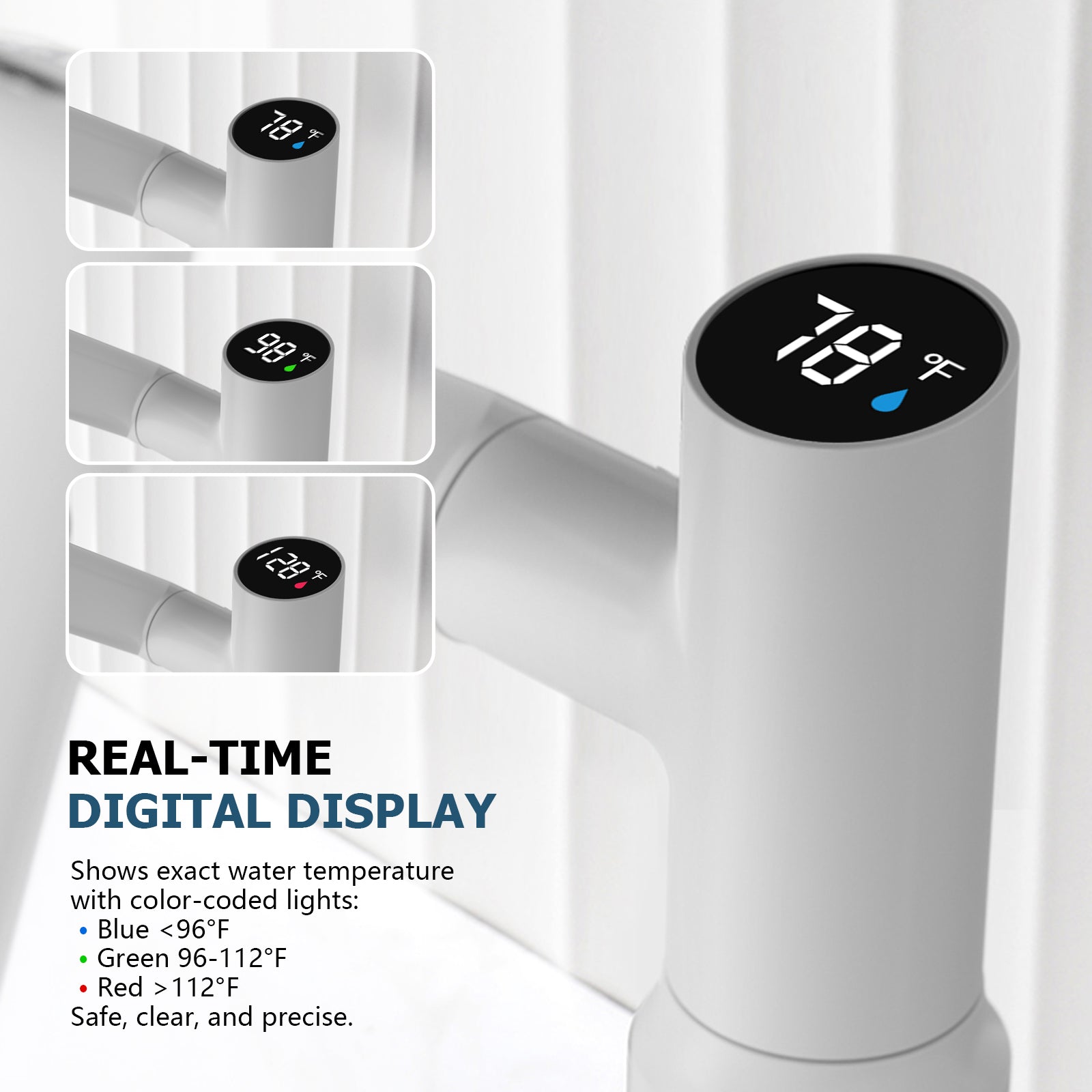 KHTAPA Single-Hole Rotatable Faucet with Temperature Display-BF2204