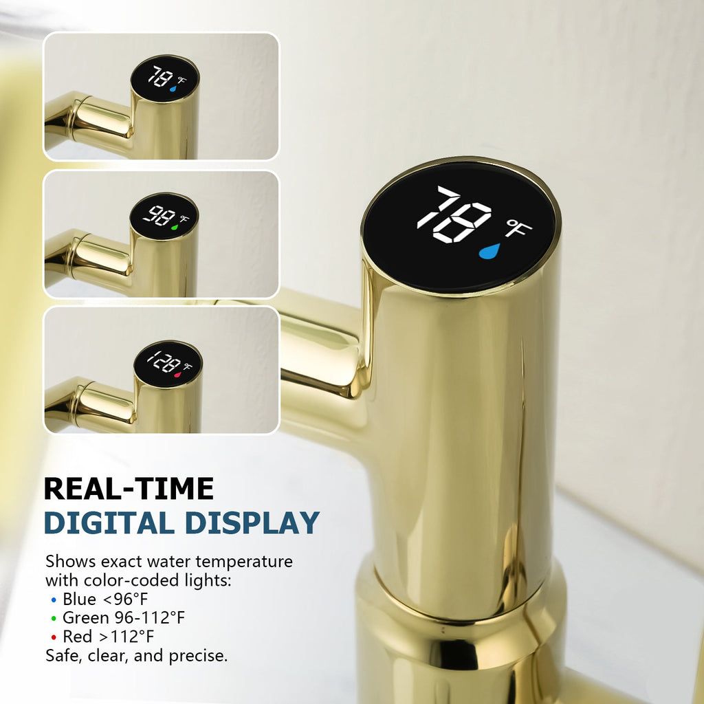 KHTAPA Single-Hole Rotatable Faucet with Temperature Display-BF2204