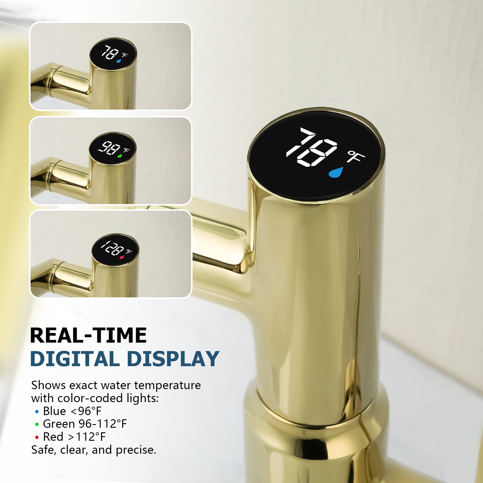 KHTAPA Single-Hole Rotatable Faucet with Temperature Display-BF2204