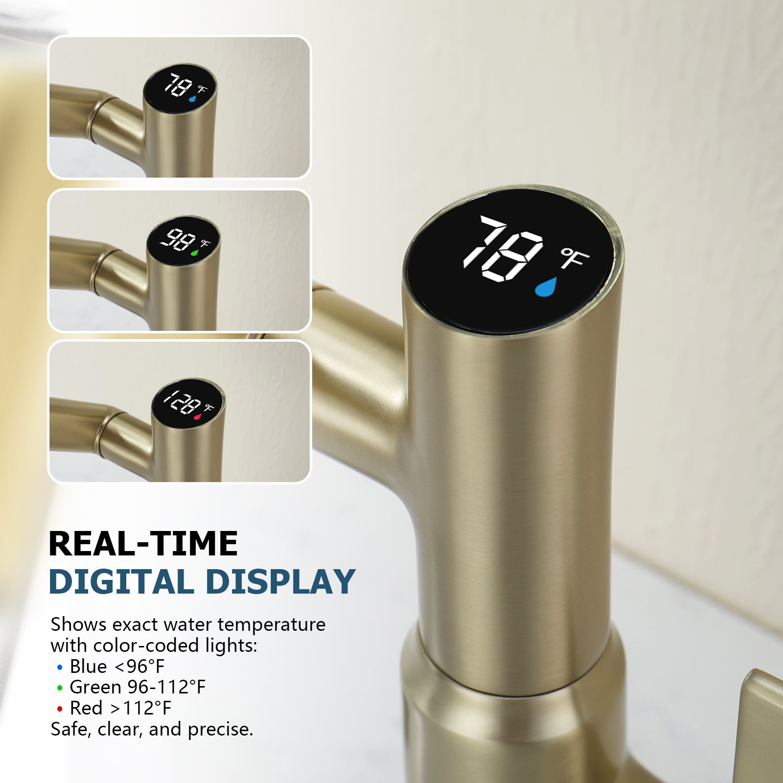 KHTAPA Single-Hole Rotatable Faucet with Temperature Display-BF2204