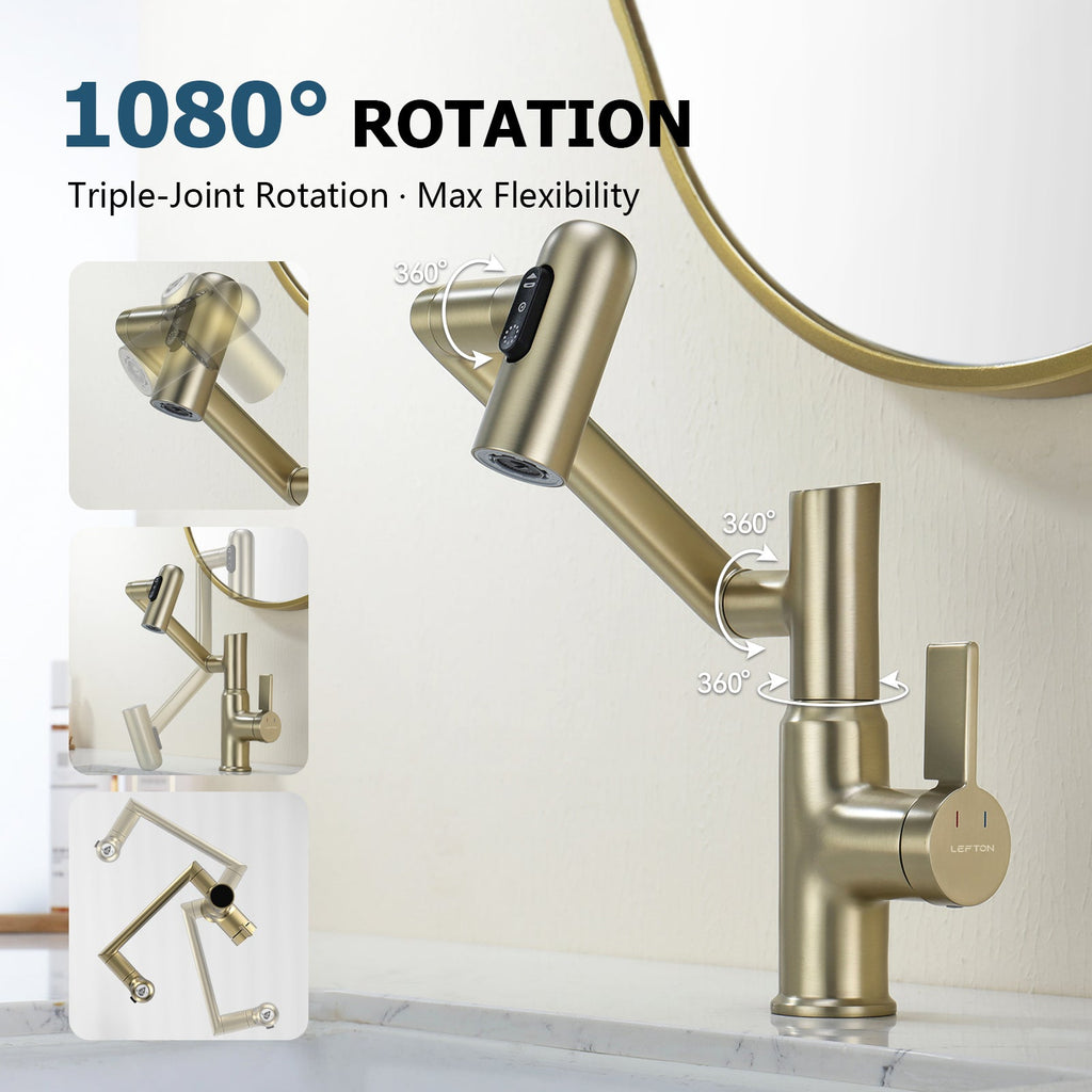 KHTAPA Single-Hole Rotatable Faucet with Temperature Display-BF2204