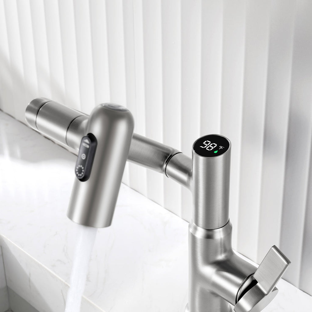 KHTAPA Single-Hole Rotatable Faucet with Temperature Display-BF2204