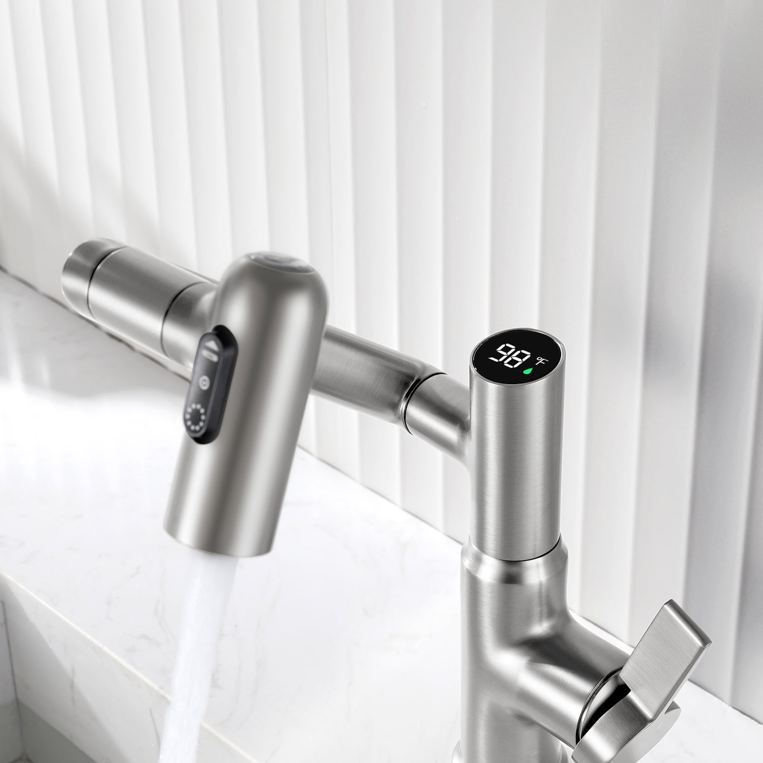 KHTAPA Single-Hole Rotatable Faucet with Temperature Display-BF2204