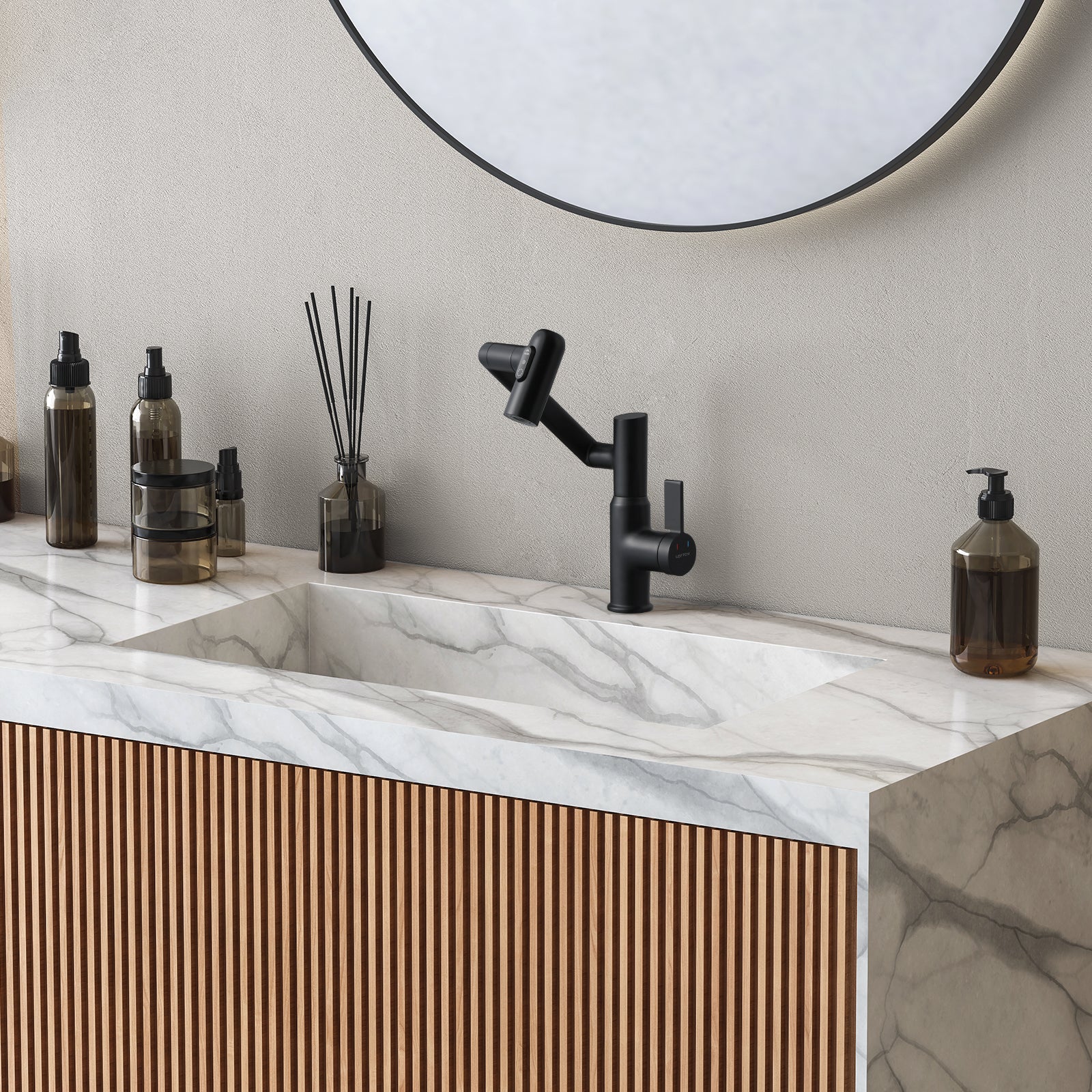 KHTAPA Single-Hole Rotatable Faucet with Temperature Display-BF2204