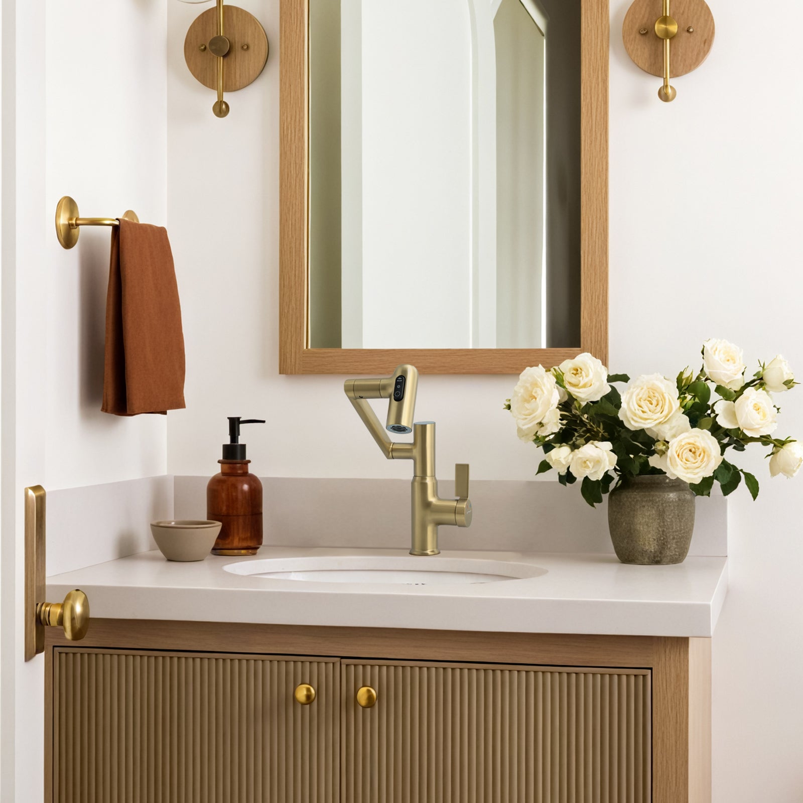 KHTAPA Single-Hole Rotatable Faucet with Temperature Display-BF2204