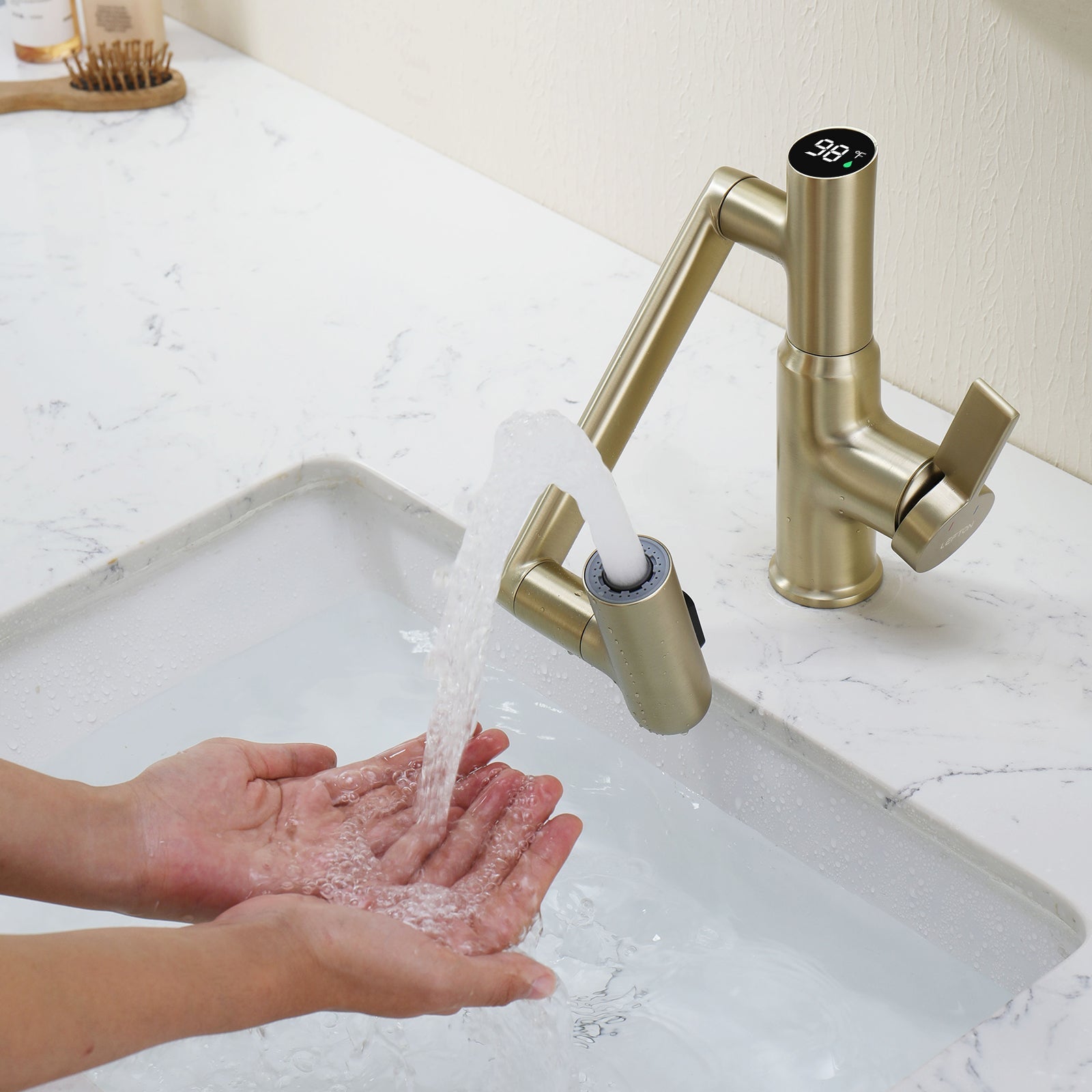 KHTAPA Single-Hole Rotatable Faucet with Temperature Display-BF2204