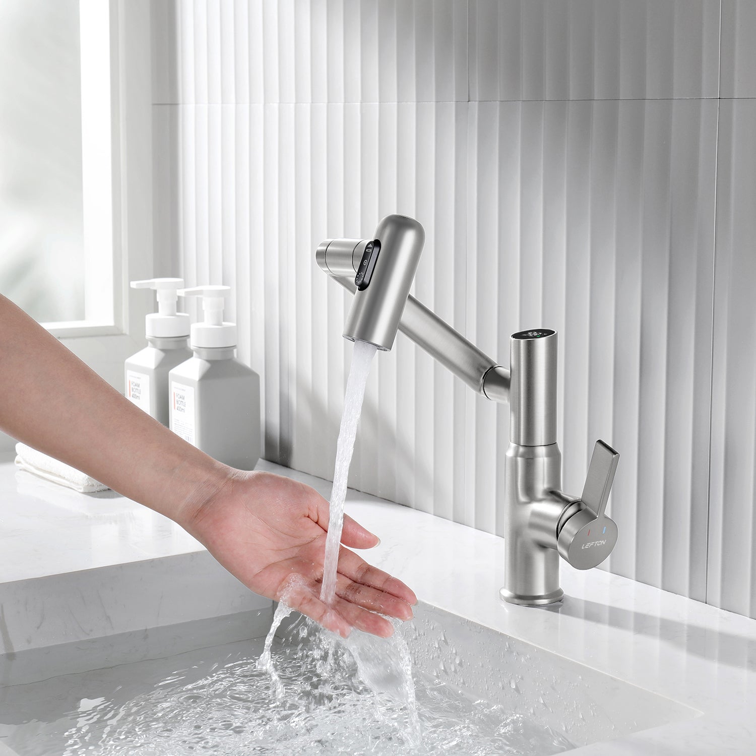 KHTAPA Single-Hole Rotatable Faucet with Temperature Display-BF2204