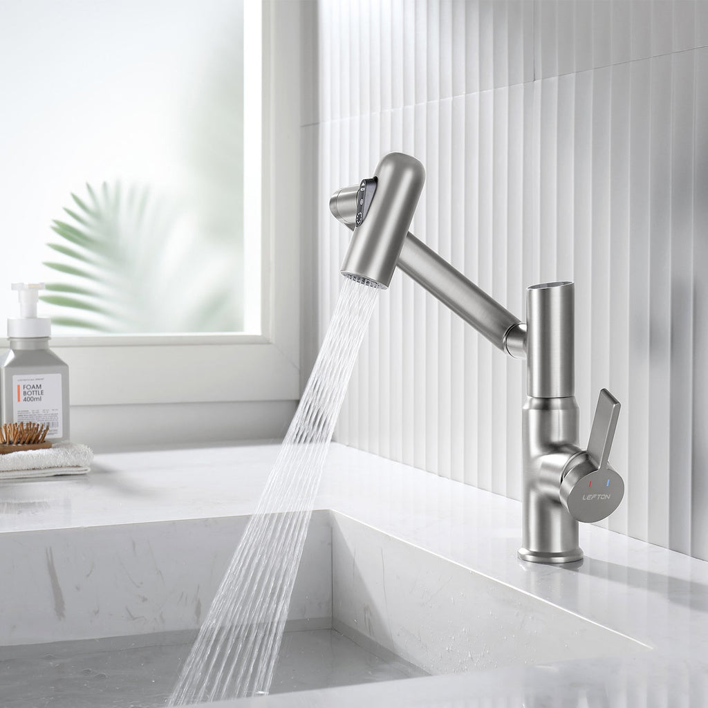 KHTAPA Single-Hole Rotatable Faucet with Temperature Display-BF2204