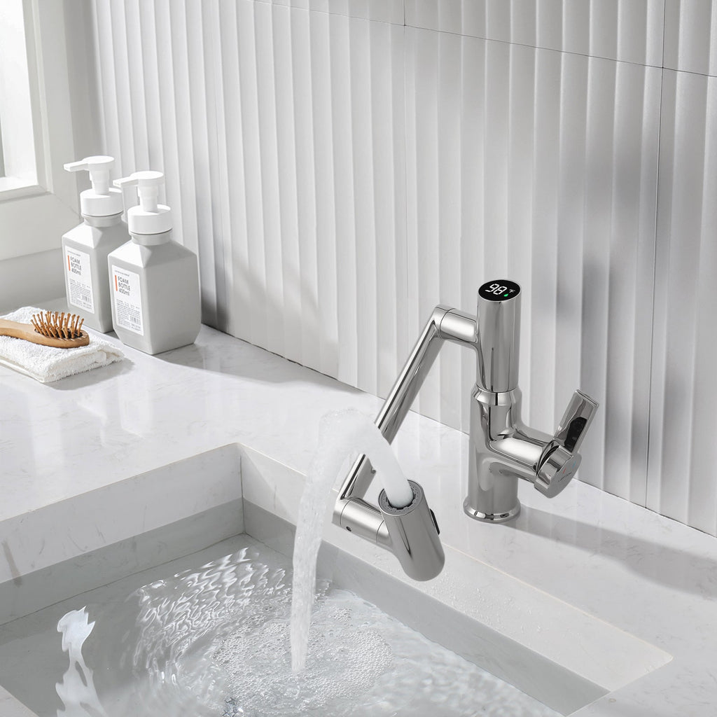 KHTAPA Single-Hole Rotatable Faucet with Temperature Display-BF2204