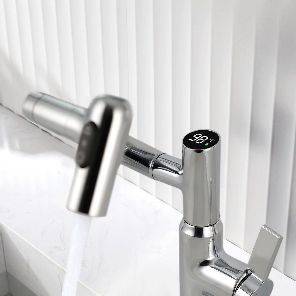 KHTAPA Single-Hole Rotatable Faucet with Temperature Display-BF2204