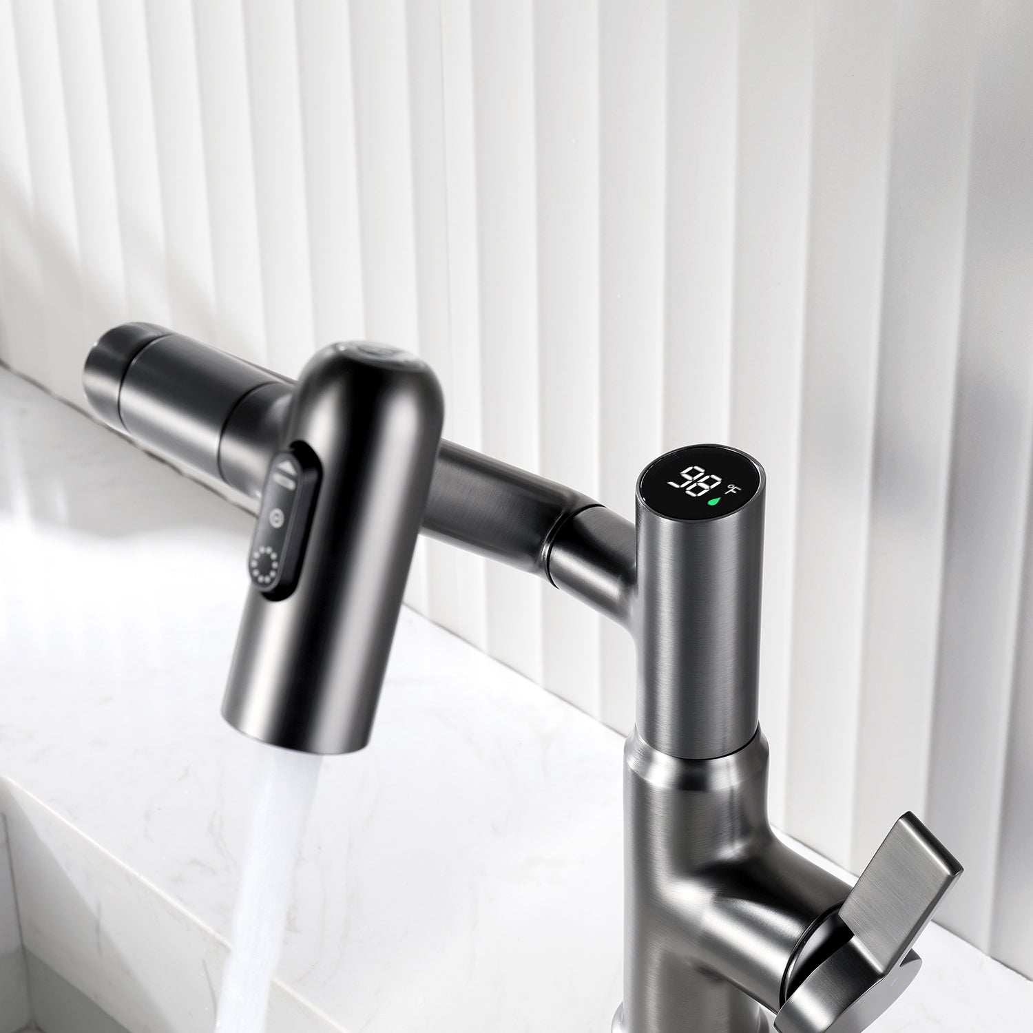 KHTAPA Single-Hole Rotatable Faucet with Temperature Display-BF2204