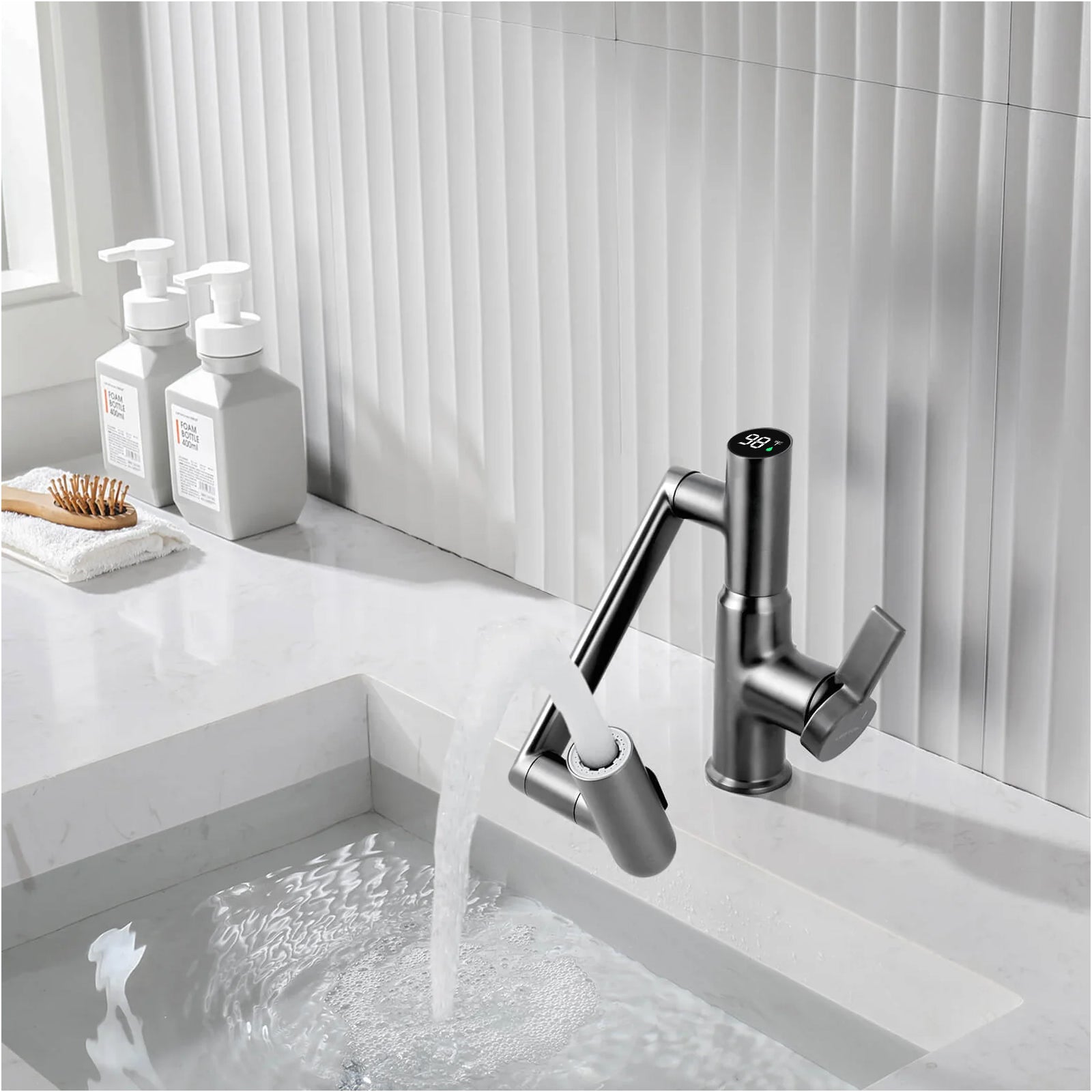 KHTAPA Single-Hole Rotatable Faucet with Temperature Display-BF2204