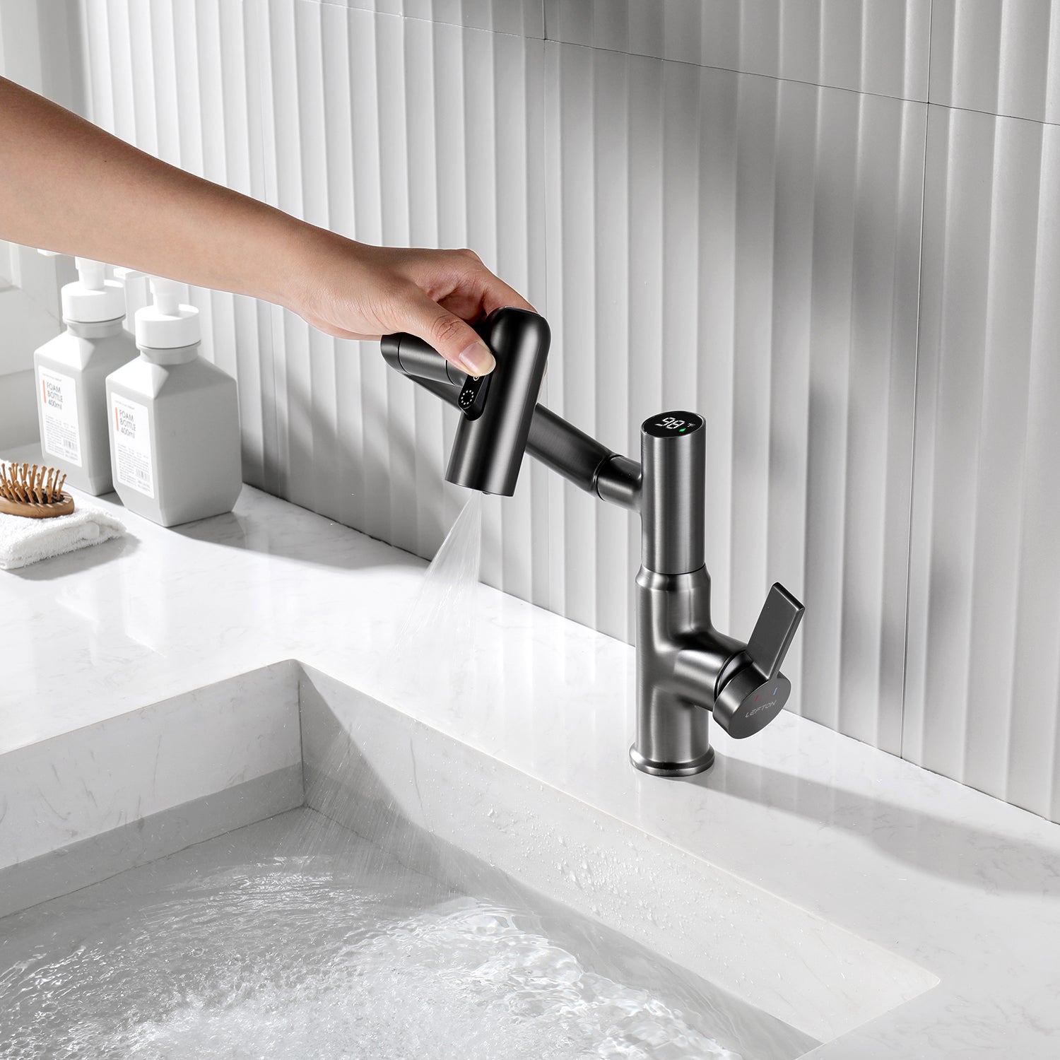 KHTAPA Single-Hole Rotatable Faucet with Temperature Display-BF2204