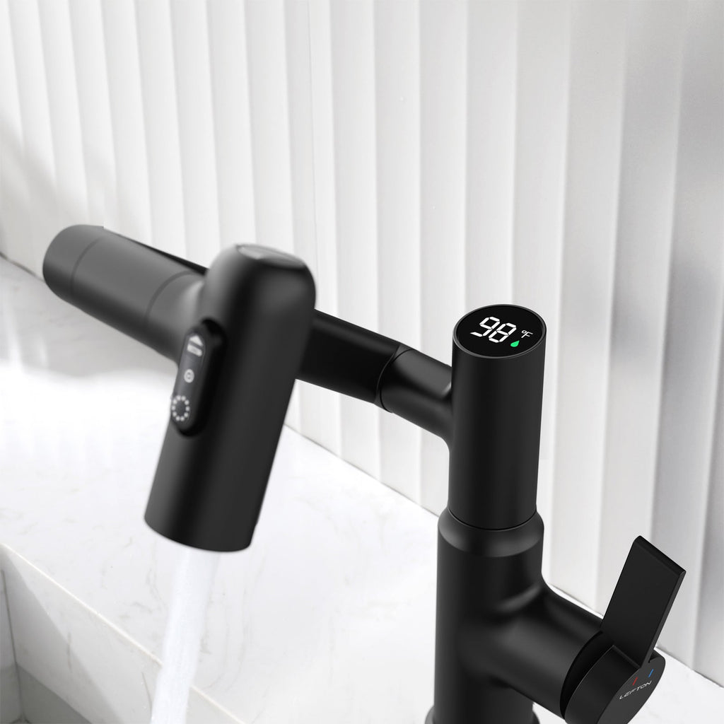 KHTAPA Single-Hole Rotatable Faucet with Temperature Display-BF2204